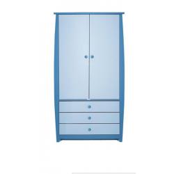 Blue cabin bed with desk and matching wardrobe