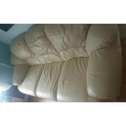 Cream leather 3seater 2chairs