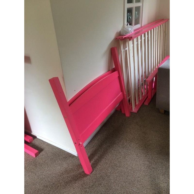 Hot pink wooden bunk beds