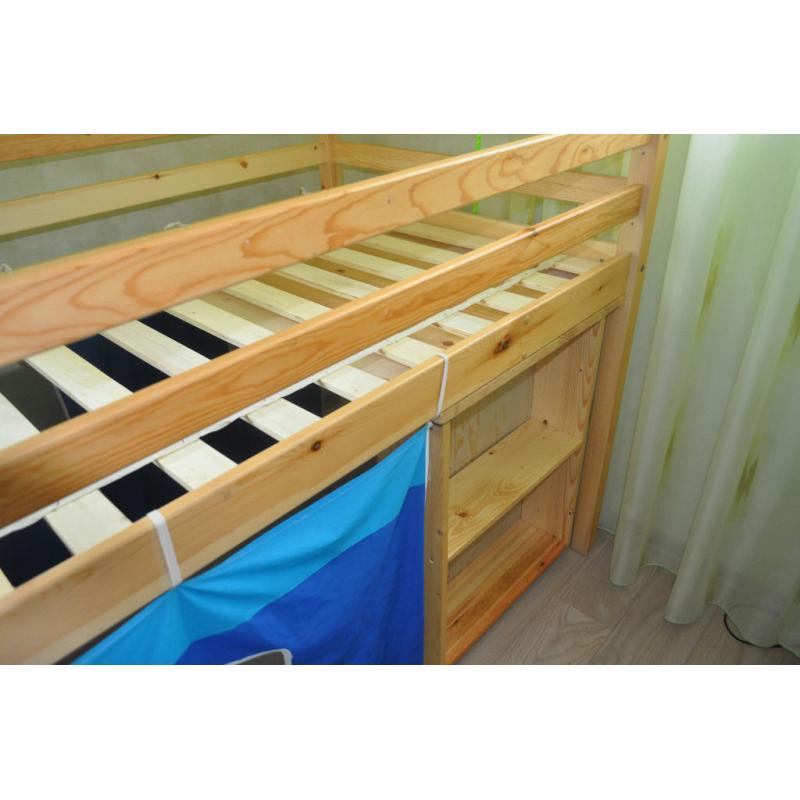 Sleeper Wooden Single Bunk Bed Frame ,Underbed Study Table & Cabin