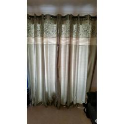 Green and gold curtains floral