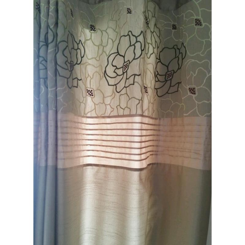 Green and gold curtains floral