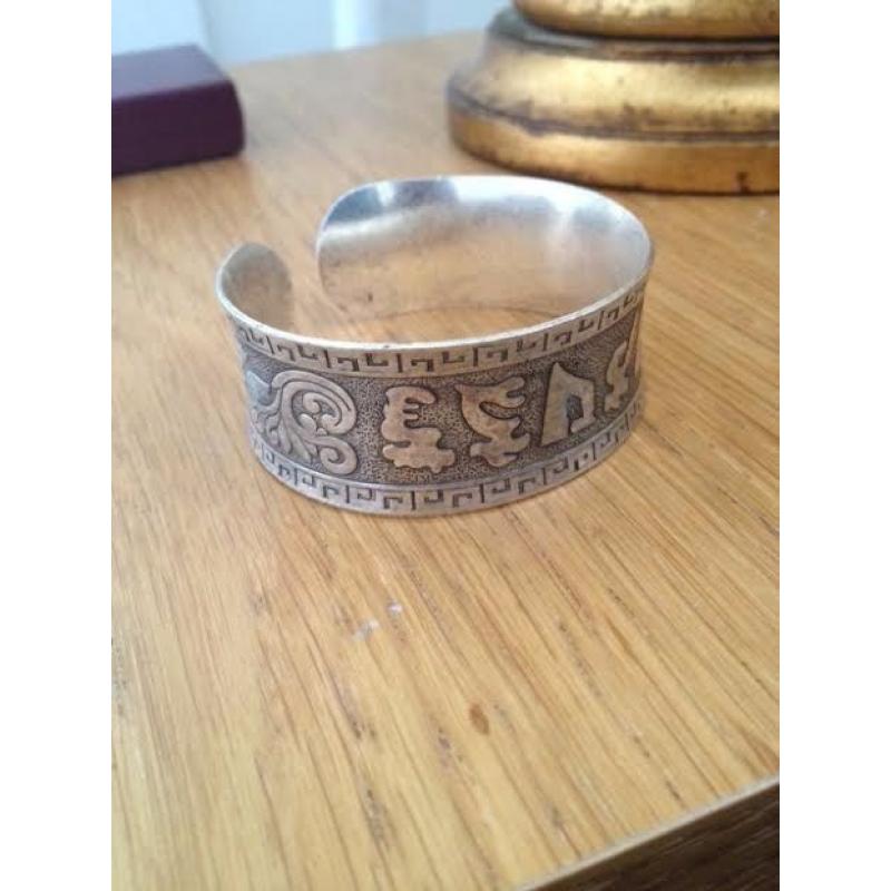 Tibetan Silver Mantra Cuff Bracelet