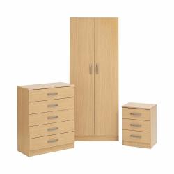 BUDGET SET 2 DOOR Wardrob-CHEST OF DRAWERS PRE ASSEMBLED