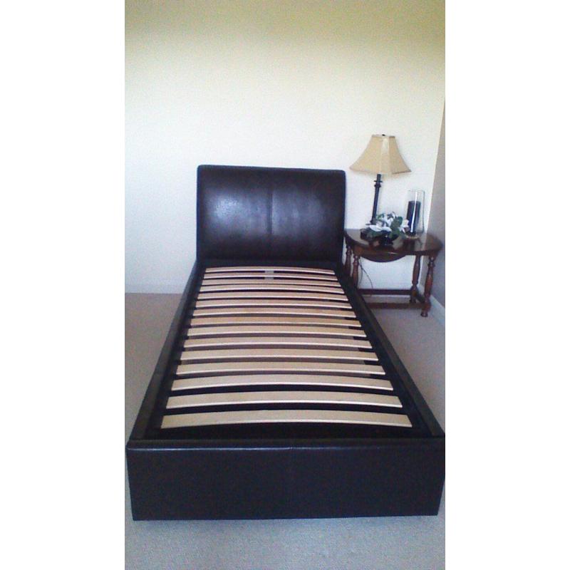 Brown Faux Leather Single Bed