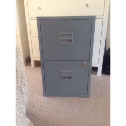 as new 2 large size drawer grey filling cabinet with key