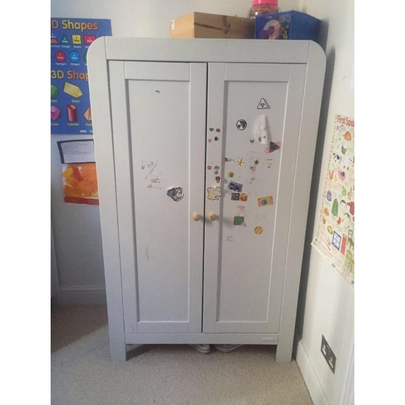 Painted Mamas and papas wardrobe and chest of drawers