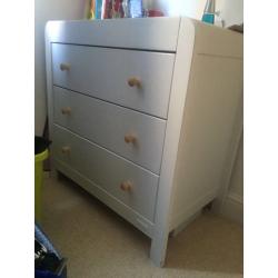 Painted Mamas and papas wardrobe and chest of drawers