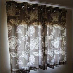 2 NEXT "Bali" floral print eyelet curtains with embroidery. Like NEW.