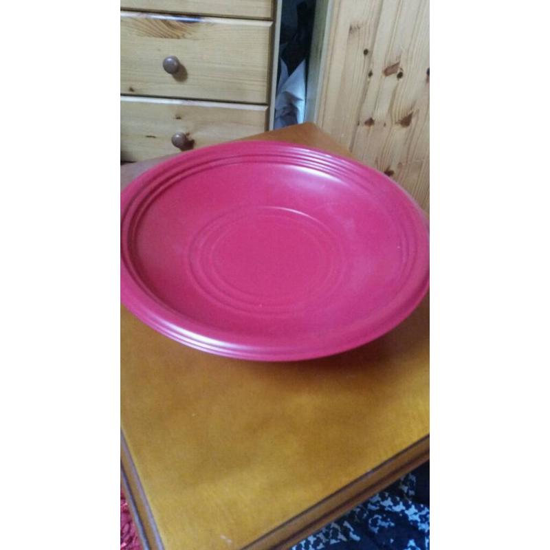 Red metal bowl