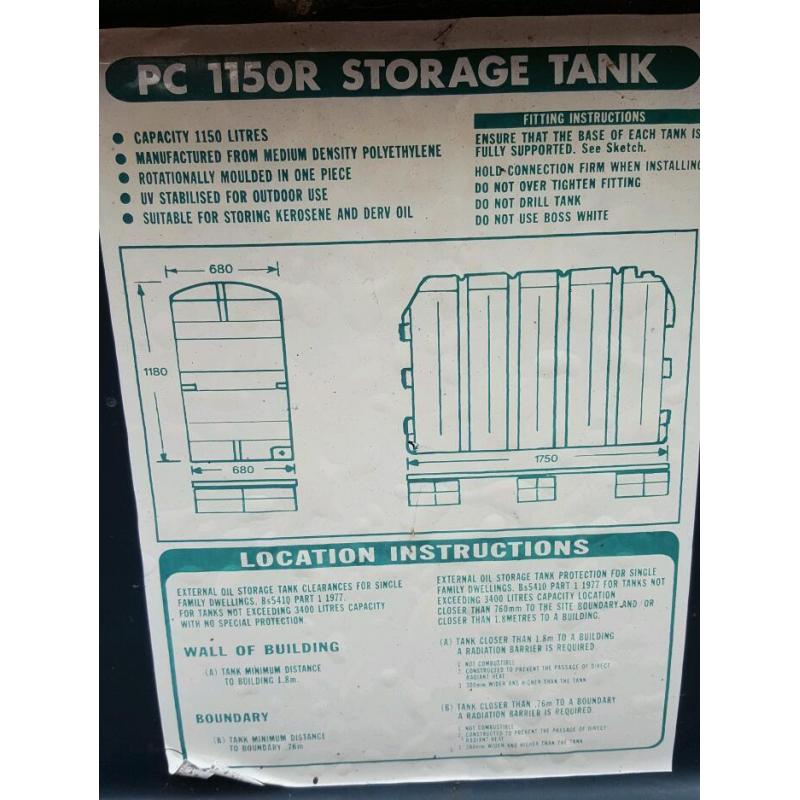 1150 litre oil/fuel tank