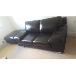 Leather 2 seater + storage foot stool