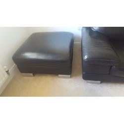 Leather 2 seater + storage foot stool