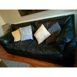 Black leather sofa (large)