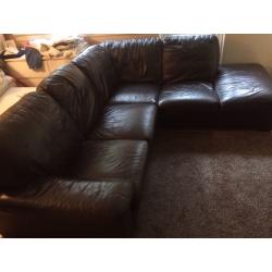 Brown leather corner sofa