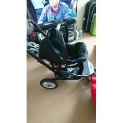 Pram/stroller with car seat and change bag