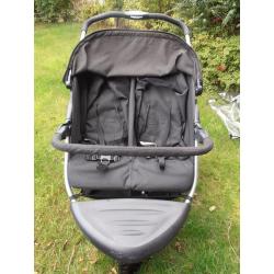 Twin Buggy, Double buggy, 3 wheeler complete with full harnesses, raincover, & tyre pump