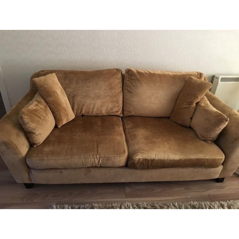 Two seater dark beige material couch