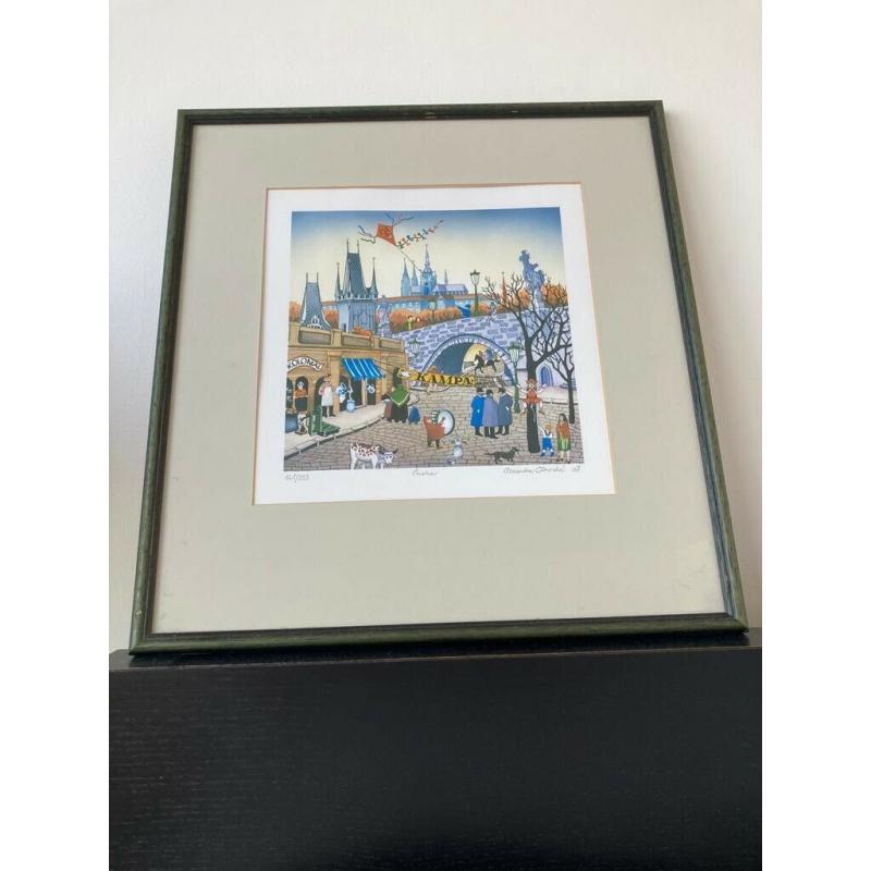 Stunning set of 4 framed limited edition prints of Prague four seasons