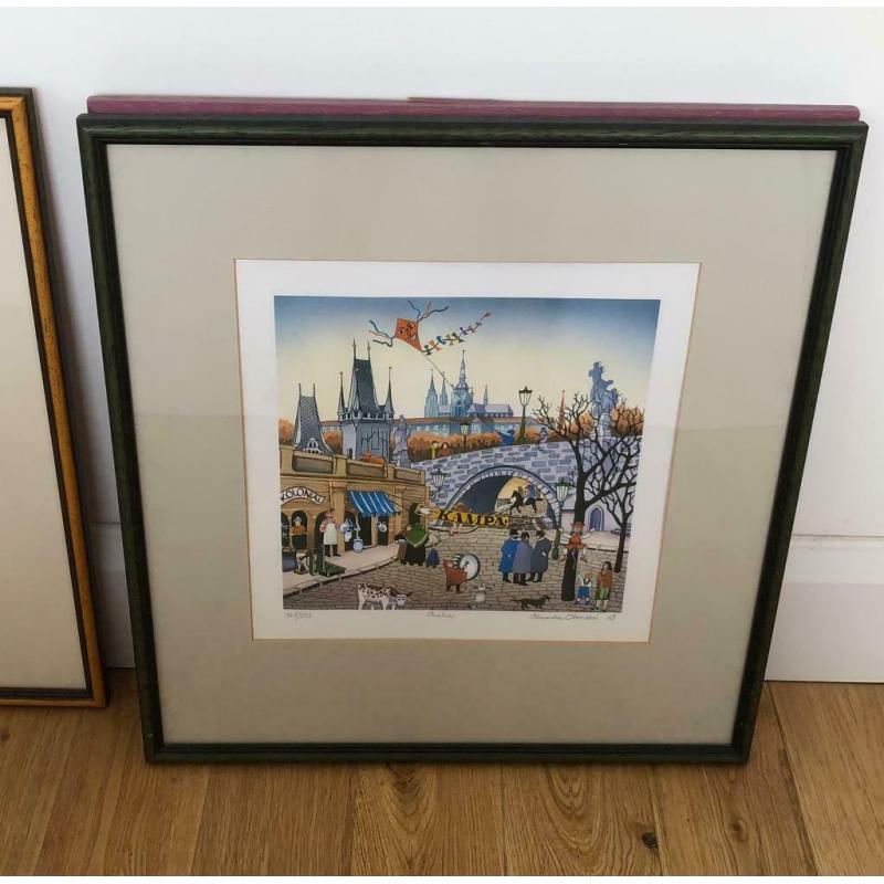 Stunning set of 4 framed limited edition prints of Prague four seasons